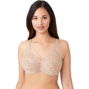 Wacoal Lace Floral Full Figure Comfort Underwire Bra 38DDD Beige